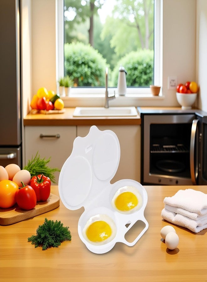 Tnyvm White Egg Poacher, Microwave Egg Boiler Poacher, 2 Cavity Nonstick Poached Egg Maker With Lid, Egg Poacher Microwave Egg Cooker, Double Drain Poached Egg Cups Egg Poachers - Image 3